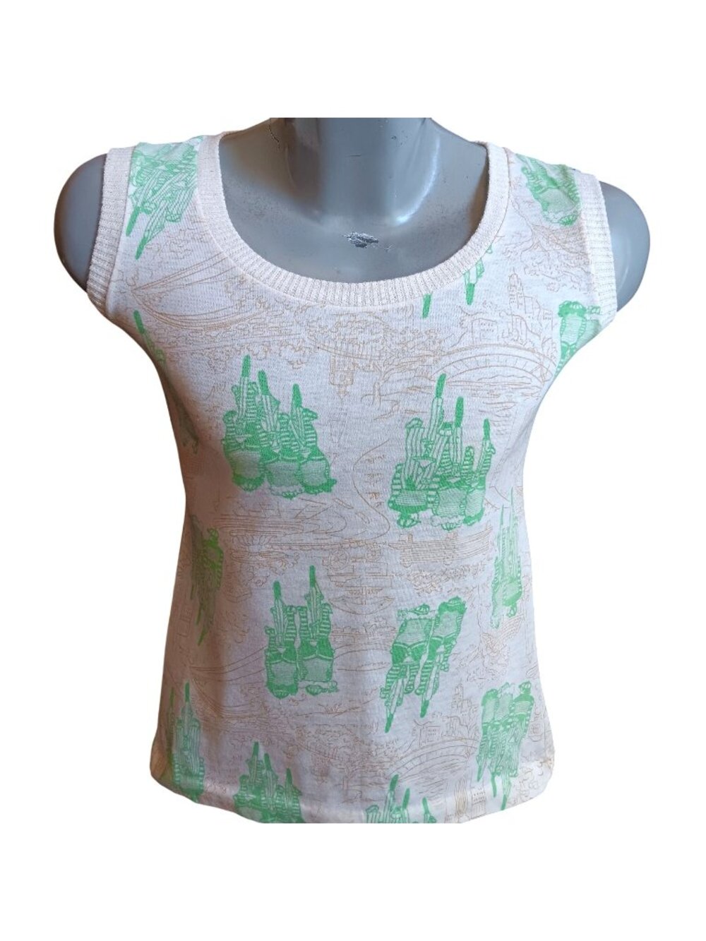 True Vintage T-shirt Small Tank Top Sleeveless Green Bicycles Single Stitch